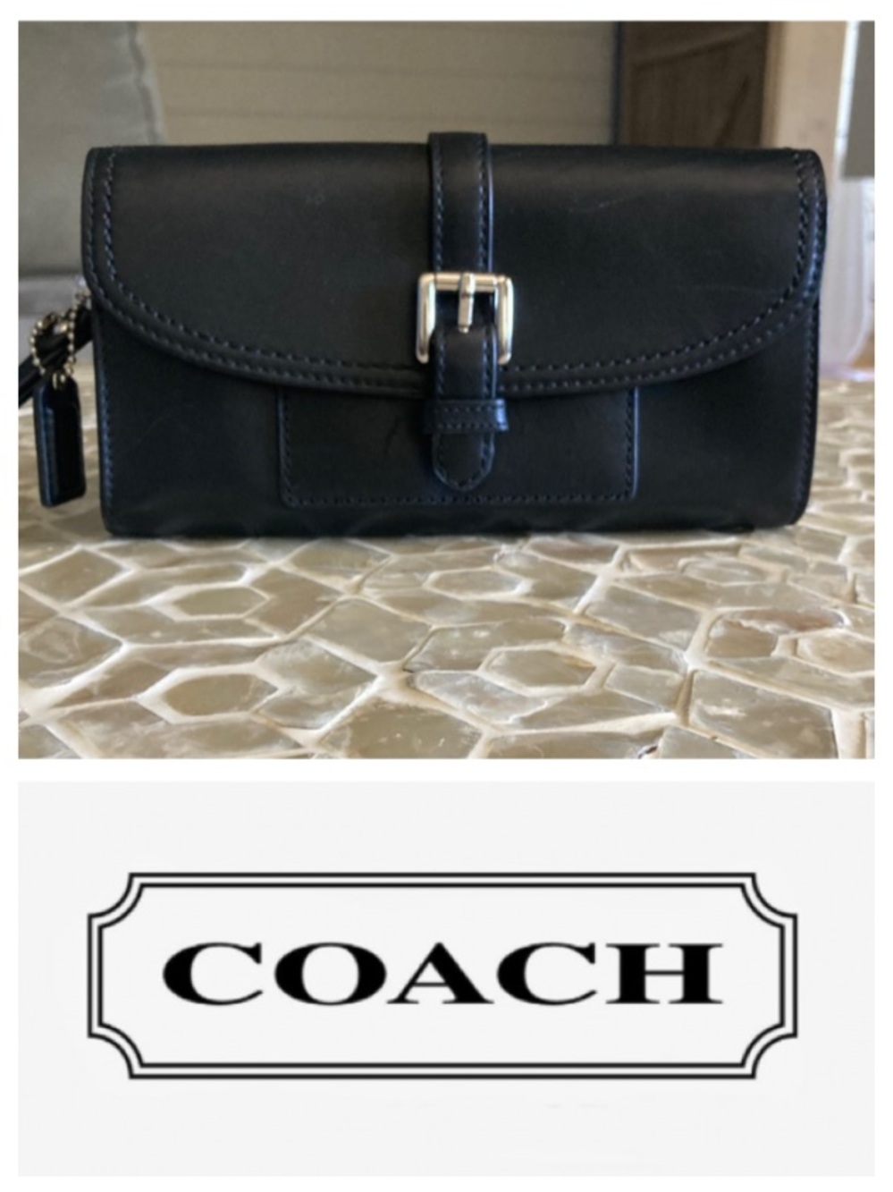 Coach Black Leather Charlie Callie Hybrid 51688 Wristlet Wallet